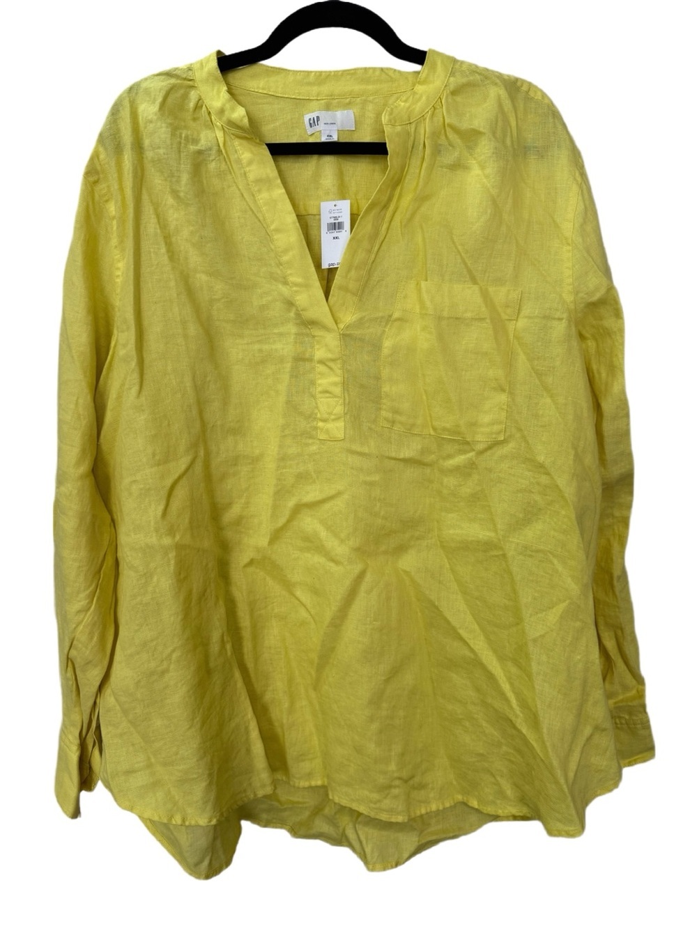 NWT GAP Linen Popover Pocket Shirt, Size XXL (20/22), Brilliant Yellow - Picture 2 of 6